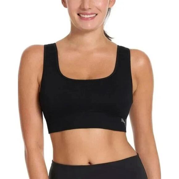 Puma Seamless Sports Bra 2-Pack (Size L) Black/White/Purple/Gray - Picture 1 of 13